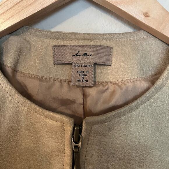 i.e. Gold Metallic 100% leather moto disco jacket - Picture 5 of 8